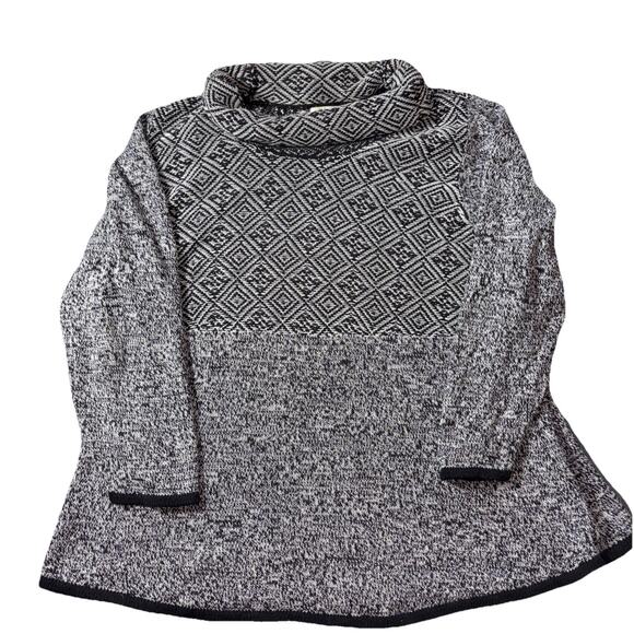 Style & Co Plus Size 2X Ribbed Long Sleeve Turtleneck 100% Cotton Black & White - Picture 1 of 7